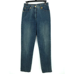 St John Sport Jeans Womens 4 Blue Cotton Stretch Denim High Rise Straight Leg